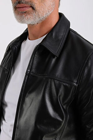 Pirlo Erkek Gömlek Yaka Deri Mont