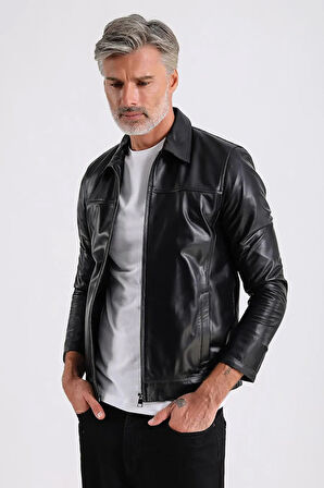 Pirlo Erkek Gömlek Yaka Deri Mont