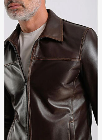 Pirlo Erkek Gömlek Yaka Deri Mont