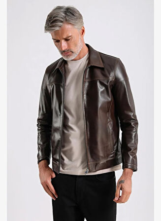 Pirlo Erkek Gömlek Yaka Deri Mont