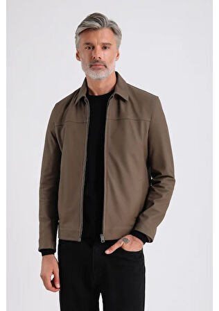 Pirlo Erkek Gömlek Yaka Deri Mont