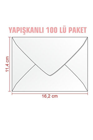 Zarf 100'lü 114x162 Ebat Mektup Zarfı Para Zarfı Davetiye Zarfı