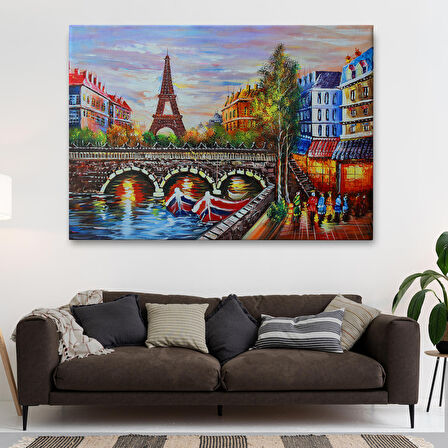 Harita Sepeti Fransa Paris Eyfel Kulesi Manzaralı Duvar Tablosu-1232