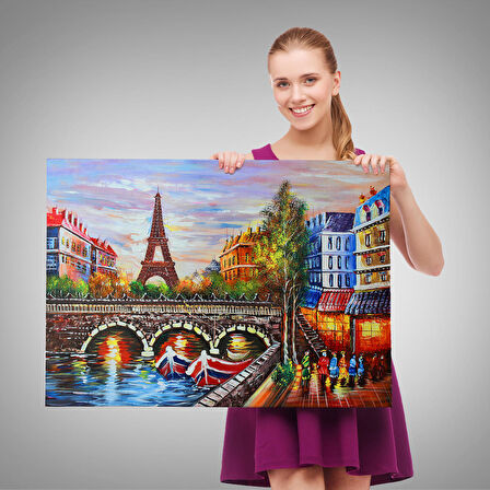 Harita Sepeti Fransa Paris Eyfel Kulesi Manzaralı Duvar Tablosu-1232