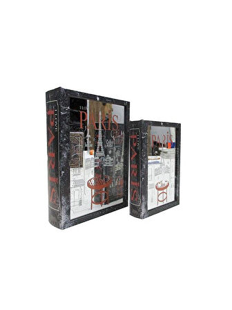 Lumienza Dekoratif Baskılı Ahşap Kitap Kutu AKSH-J1008-S2 SET