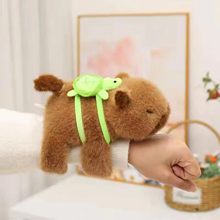 Cabypara Kaplumbağalı Peluş Kapibara Kuyruk Sallayan Bileklik Oyuncak Ve Araba Aksesuarı 17 cm