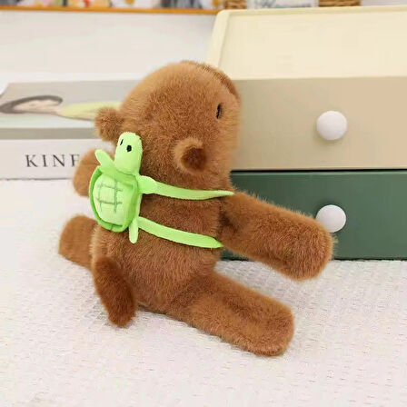 Cabypara Kaplumbağalı Peluş Kapibara Kuyruk Sallayan Bileklik Oyuncak Ve Araba Aksesuarı 17 cm