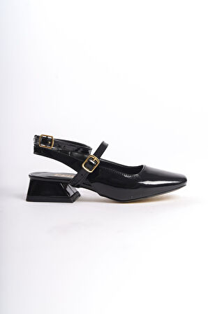 Avent Siyah Rugan Kadın Topuklu Ayakkabı