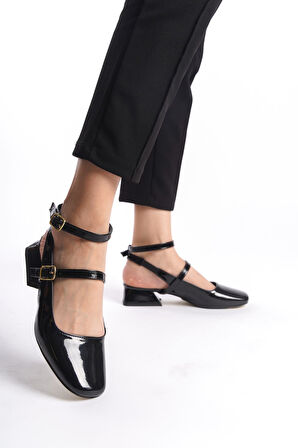 Avent Siyah Rugan Kadın Topuklu Ayakkabı