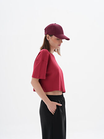 Basic  Crop Oversize Pamuk Tişört  | S