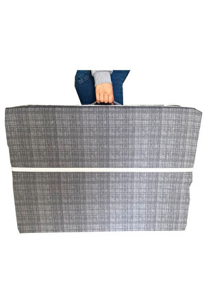 Tek Kişilik Katlanır Yer Yatağı Sünger Yatak Gri Siyah Çizgili 80x180 Cm-6 Cm
