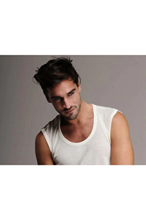 Erkek Ince Yün Termal Atlet Bisiklet Yaka