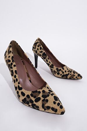 Modabuymus Anger Leopar Yüksek Topuklu Stiletto Ayakkabı