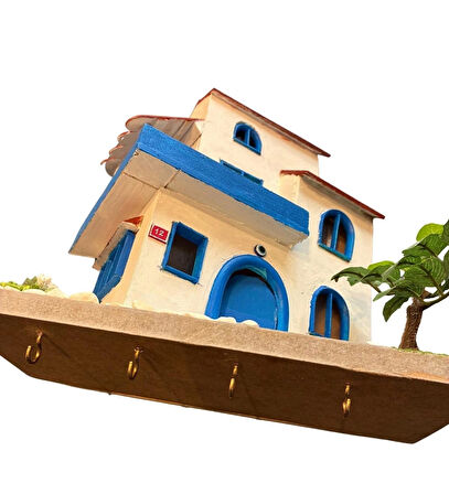 Bodrum Ev Ahşap Anahtarlık