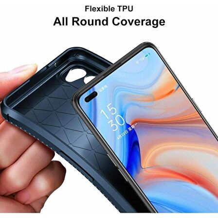 Smcase Oppo Reno4 Kılıf Negro Karbon Silikon