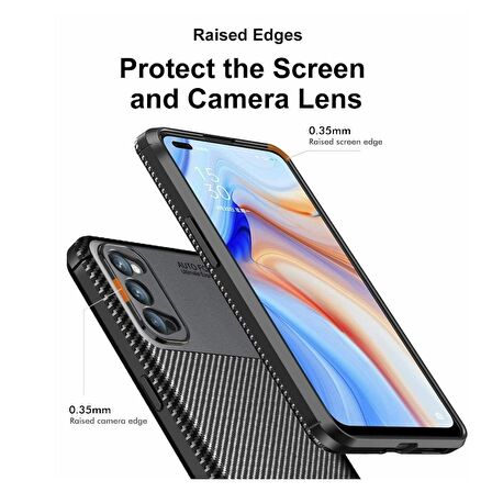 Smcase Oppo Reno4 Kılıf Negro Karbon Silikon
