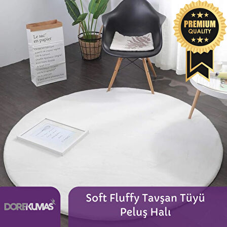 Soft Fluffy Tavşan Tüyü YUVARLAK Peluş Halı Antibakteriyel Premium Kalite Süet Taban