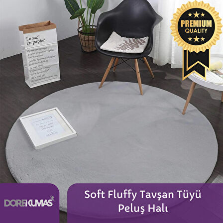 Soft Fluffy Tavşan Tüyü YUVARLAK Peluş Halı Antibakteriyel Premium Kalite Süet Taban