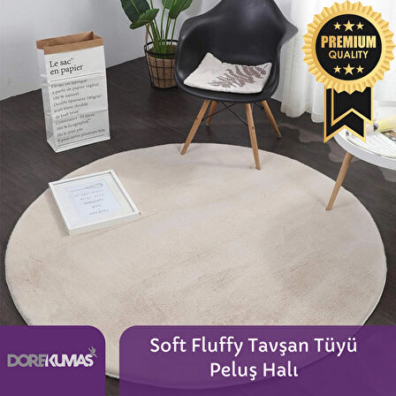 Soft Fluffy Tavşan Tüyü YUVARLAK Peluş Halı Antibakteriyel Premium Kalite Süet Taban