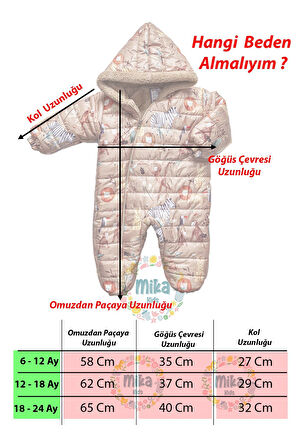 Safari Desenli İçi Kürklü Kapüşonlu Erkek Bebek Bej Astronot Kozmonot Tulum