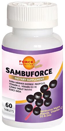 Sambuforce 60 Tablet Black Eldenberry Propolis Vitamin C D3 Zinc