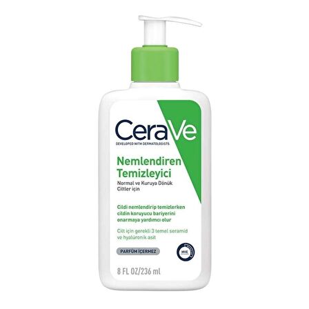 CeraVe Kuru Ciltler Için Cilt Bakım Seti-Nemlendiren Temizleyici 236 ml + Nemlendirici Krem Kavanoz 340 Gr