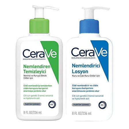 CeraVe Moisturising Lotion Nemlendirici Losyon 236 ml +CeraVe Hydrating Cleanser Nemlediren Temizleyici 236 ml