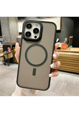 İPHONE 15 PRO MAX UYUMLU MAGSAFE ÖZELLİKLİ SERT VE MAT KILIF MOR