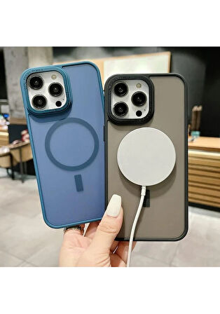 İPHONE 15 PRO MAX UYUMLU MAGSAFE ÖZELLİKLİ SERT VE MAT KILIF MOR
