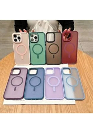 İPHONE 15 PRO MAX UYUMLU MAGSAFE ÖZELLİKLİ SERT VE MAT KILIF MOR