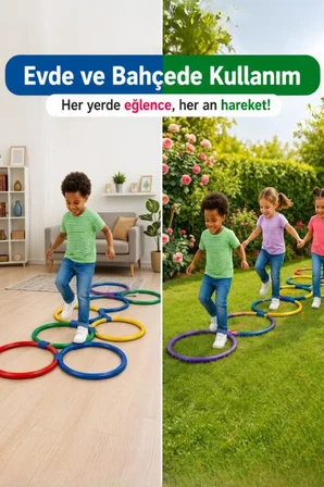 Sek Sek Halka Oyunu | 10 Renkli Halka Birleştirmeli Parkur Oyuncağı | Denge ve Koordinasyon Eğitici Oyuncak