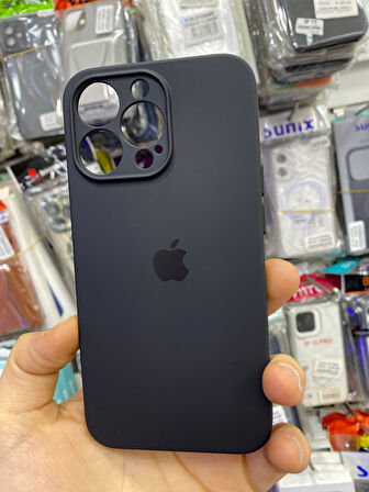 İPHONE 13 PRO UYUMLU LOGOLU LANSMAN İÇİ KADİFE KILIF SİYAH