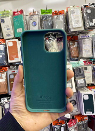 İPHONE 12 PRO MAX UYUMLU LOGOLU LANSMAN İÇİ KADİFE KILIF MİNT YEŞİLİ