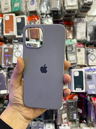 İPHONE 12 PRO MAX UYUMLU LOGOLU LANSMAN İÇİ KADİFE KILIF TİTAN GRİ