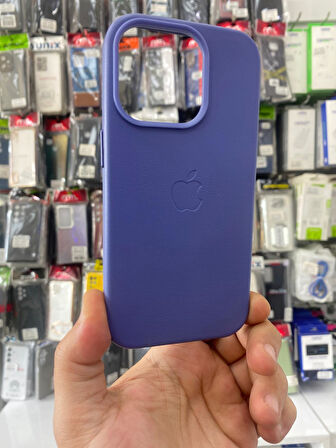 İPHONE 14 PRO UYUMLU GİZLİ MAGSAFE ANİMASYONLU DERİ İÇİ KADİFE KILIF AÇIK MOR