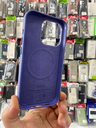 İPHONE 14 PRO UYUMLU GİZLİ MAGSAFE ANİMASYONLU DERİ İÇİ KADİFE KILIF AÇIK MOR