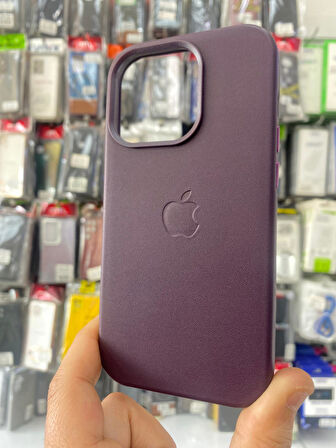İPHONE 14 PRO UYUMLU GİZLİ MAGSAFE ANİMASYONLU DERİ İÇİ KADİFE KILIF DERİN MOR