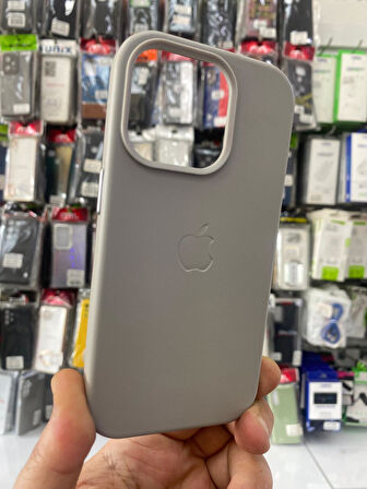 İPHONE 14 PRO MAX UYUMLU GİZLİ MAGSAFE ANİMASYONLU DERİ İÇİ KADİFE KILIF GRİ
