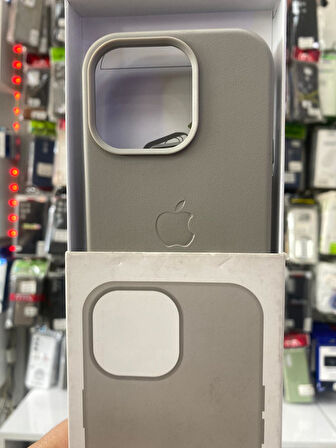 İPHONE 14 PRO MAX UYUMLU GİZLİ MAGSAFE ANİMASYONLU DERİ İÇİ KADİFE KILIF GRİ