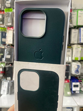 İPHONE 14 UYUMLU GİZLİ MAGSAFE ANİMASYONLU DERİ İÇİ KADİFE KILIF KOYU YEŞİL