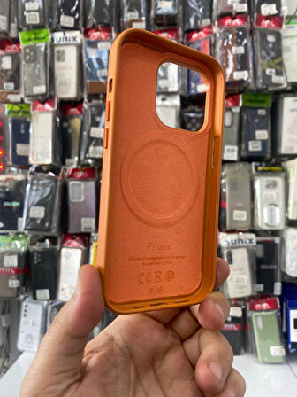 İPHONE 14 PRO UYUMLU GİZLİ MAGSAFE ANİMASYONLU DERİ İÇİ KADİFE KILIF KAHVE