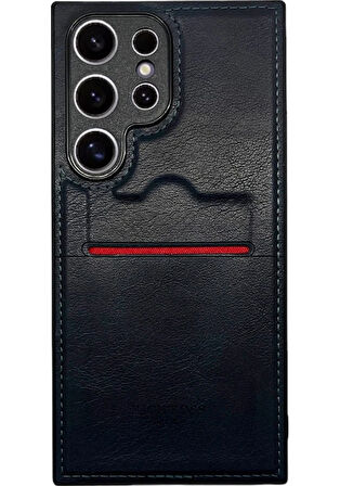 SAMSUNG S24 ULTRA UYUMLU RCH BSS DERİ KARLIKLI KILIF LACİVERT