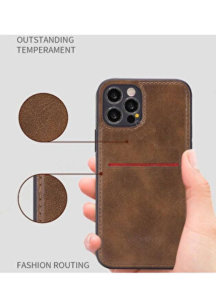 İPHONE 15 UYUMLU RCH BSS DERİ KARLIKLI KILIF SİYAH