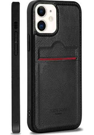 İPHONE 14 PRO UYUMLU RCH BSS DERİ KARLIKLI KILIF SİYAH