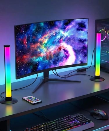 2'li Set Bluetooth RGB LED Işık Çubuğu USB Kablolu Masaüstü Ambiyans ve Monitör Oyuncu Aydınlatması - ekolayzer