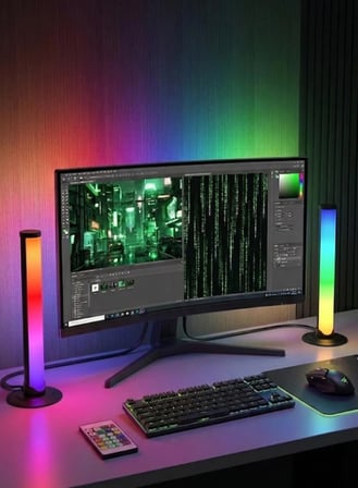 2'li Set Bluetooth RGB LED Işık Çubuğu USB Kablolu Masaüstü Ambiyans ve Monitör Oyuncu Aydınlatması - ekolayzer