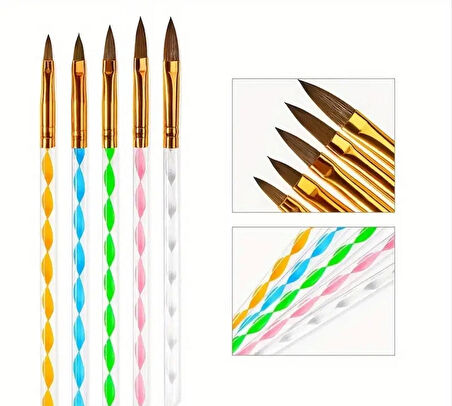 Tırnak Süsleme Fırçası ; Nail Art Fırçasi ; Desen Fırçası Seti