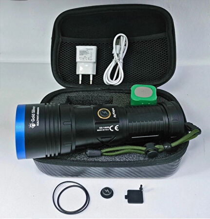 Gold Silver GS-14000 Şarjlı El Feneri | 40W 4000 Lümen | 12800 mAh Li-ion | Kamp, Avcılık & Acil Durumlar