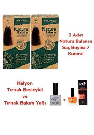 NATURA BALANCE SAÇ BOYASI 7 KUMRAL 2 ADET + KALYON TIRNAK BESLEYİCİ VE BAKIM YAĞI