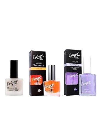 Kalyon Tırnak Sertleştirici+Tırnak Bakım Yağı+Oje Kurutucu Sprey 17ml 3'Lü Set